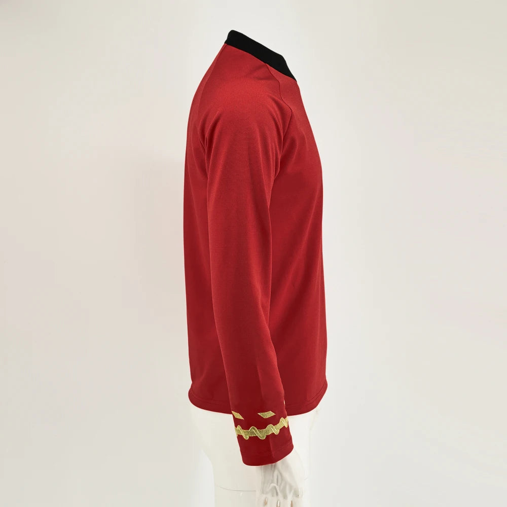 Cosplay TOS Captain Kirk Gold Shirts Spock Blue Uniforms Red Starfleet Tops for Men's Coat Halloween Party Prop