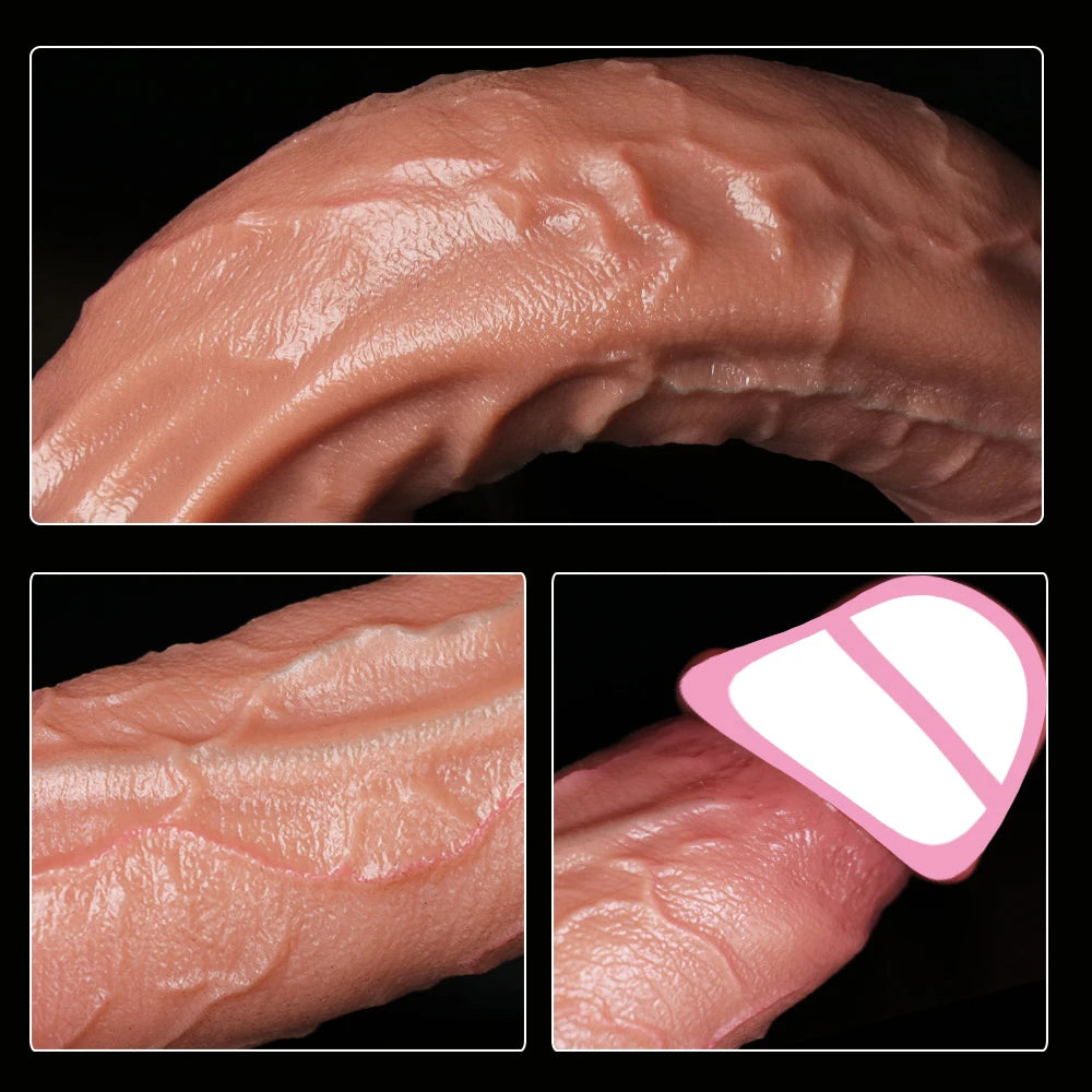 Realistic Long Dildo Brown Anal Plug with Suction Cup Big Penis Butt Plug Long Dick Sex Toys for Women Men Phallus Anal Dilator