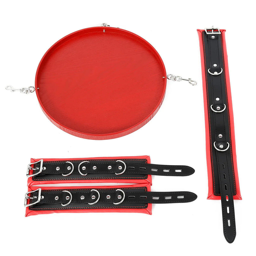 Bondage Toys Adjustable Leather Handcuffs Tray Ankle Cuffs Collar BDSM Restrsaints Erotic Adults Toys Fetish Dog Slave Sex Game