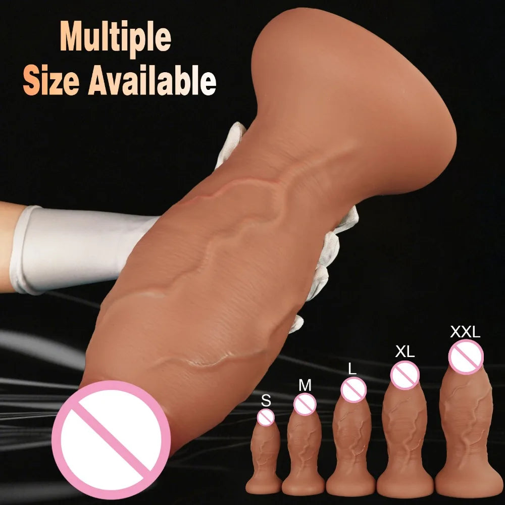 XXL Giant Realistic Dildo Anal Plug 13.2CM Super Thick Soft Silicone Huge Butt Plug Anal Dilator with Suction Cup Adult Sex Toys