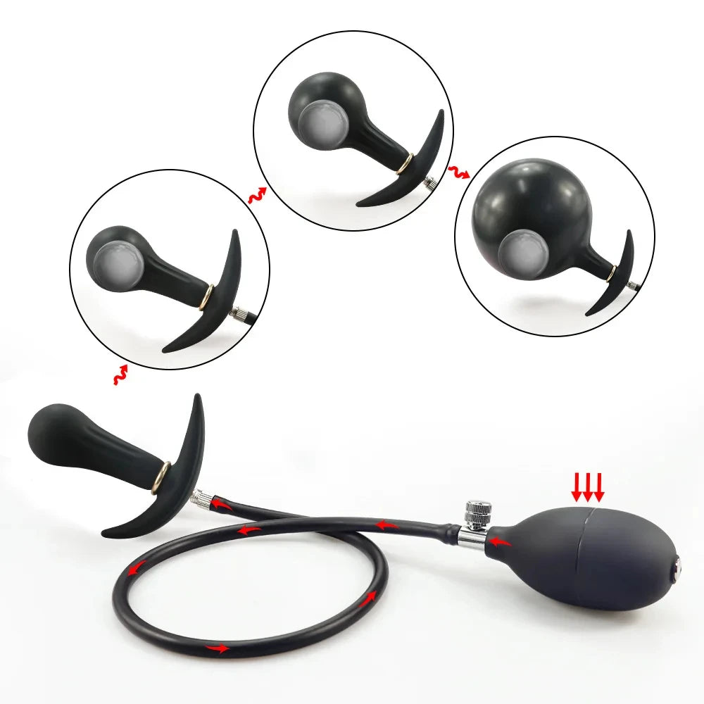 Inflatable Anal Plug Built-in Steel Ball Dildo Huge Buttplug Prostate Massage Sex Toy For Women Men Anus Expander Pump