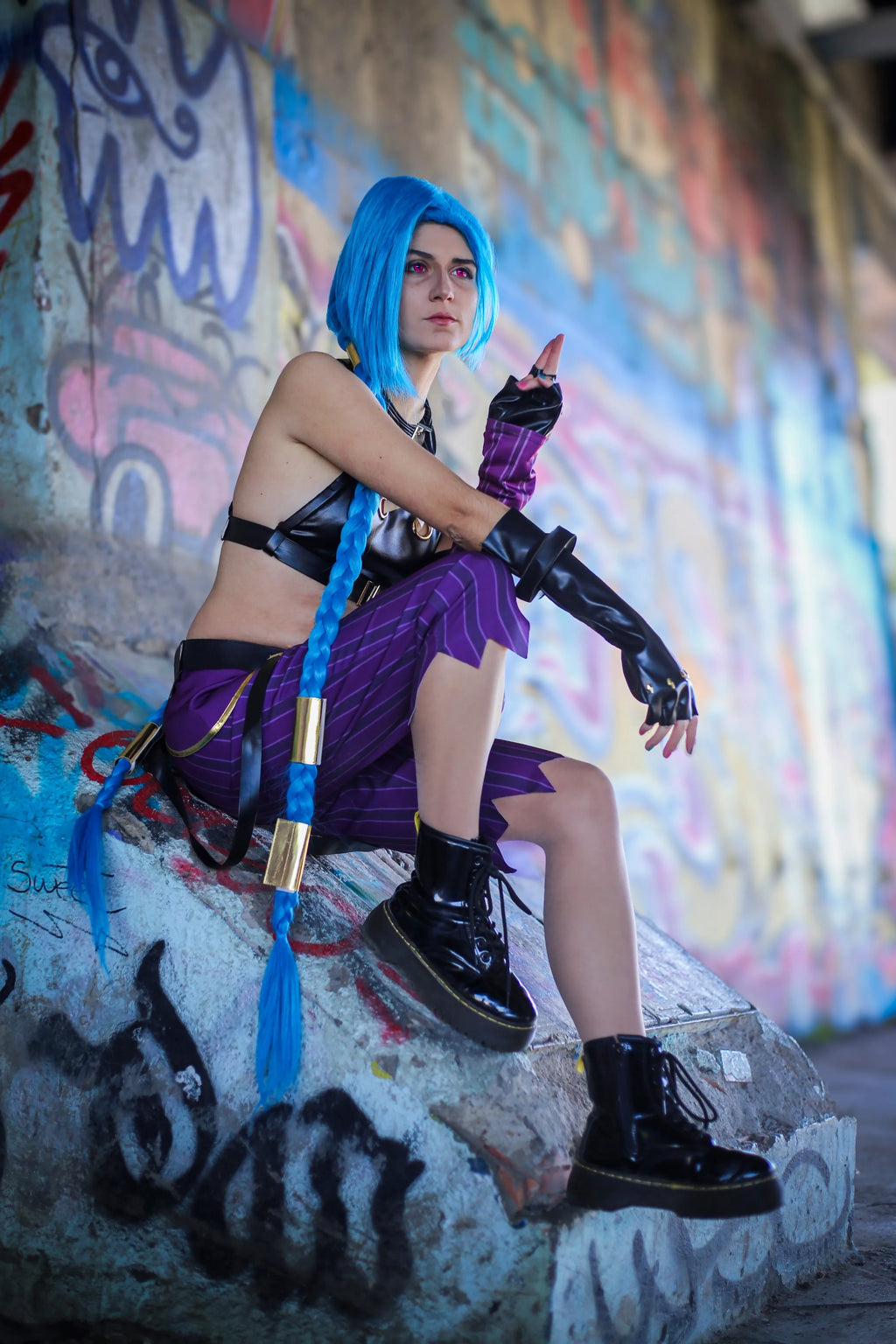 HOLOUN LOL Game Jinx Cosplay Costume Wig Loli Outfit Halloween Christmas Gift Cos Convention