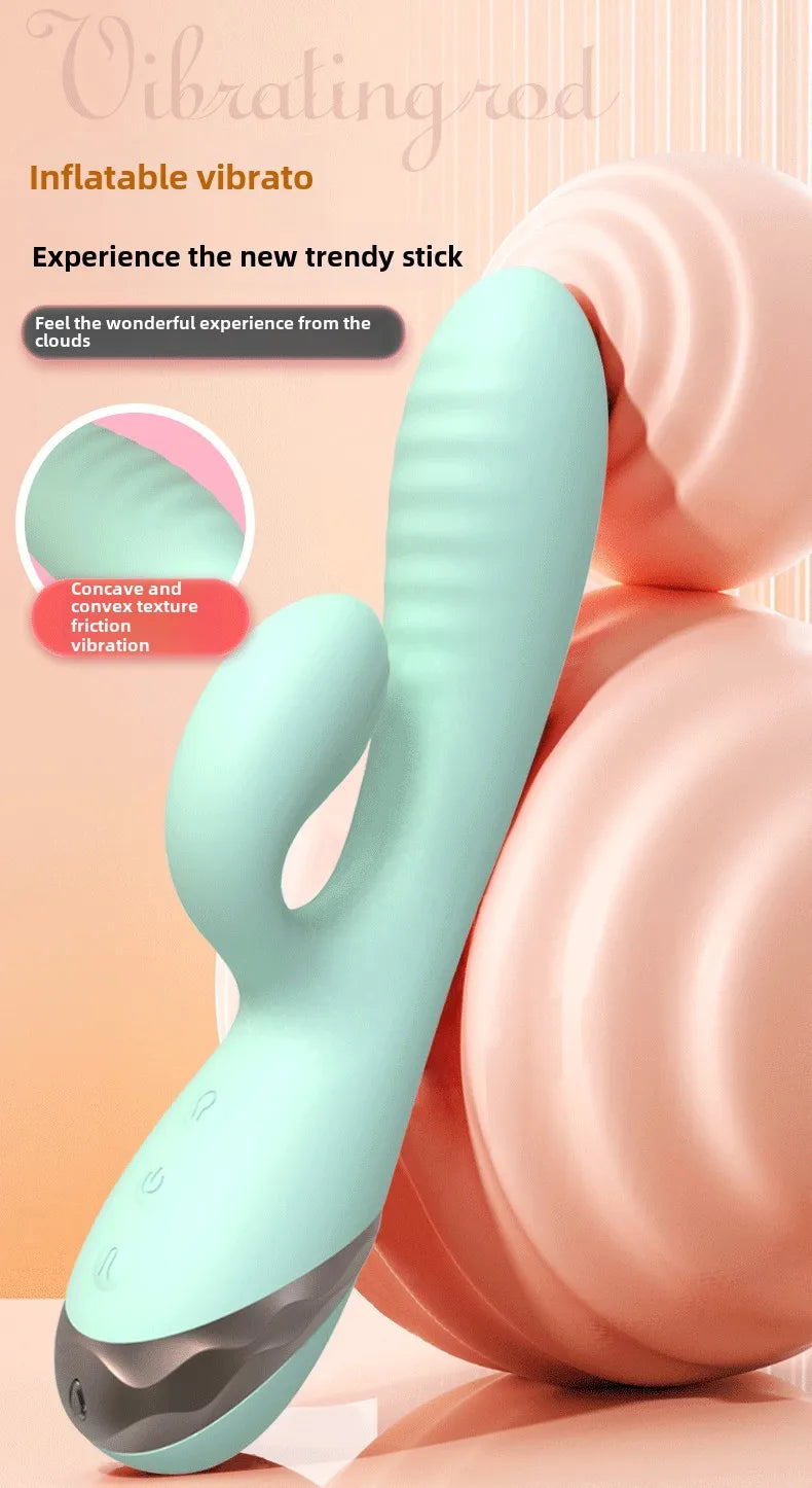Inflatable Enlarge Vibrator G-point Massager Dildo Clitoris Vagina and Anus Vibrator 10-Frequency Vibration Waterproof Sex Toys