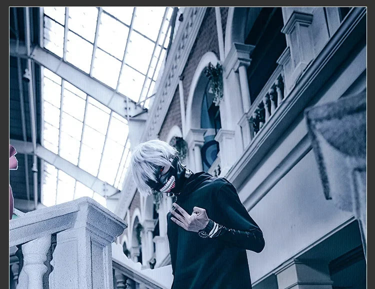 Anime Tokyo Ghoul Cosplay Kaneki Ken Cosplay Costumes Uniform Masks Hoodie Jacket Pants Shorts Full Set Outfits Wig Men