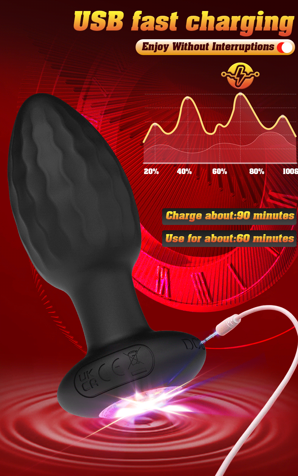 Anal Plug Vibrator Gay Massager Glow Anal Toy Butt Plug Stimulator Masturbation Tools Penetration Anal Plug Vibrating Man Women