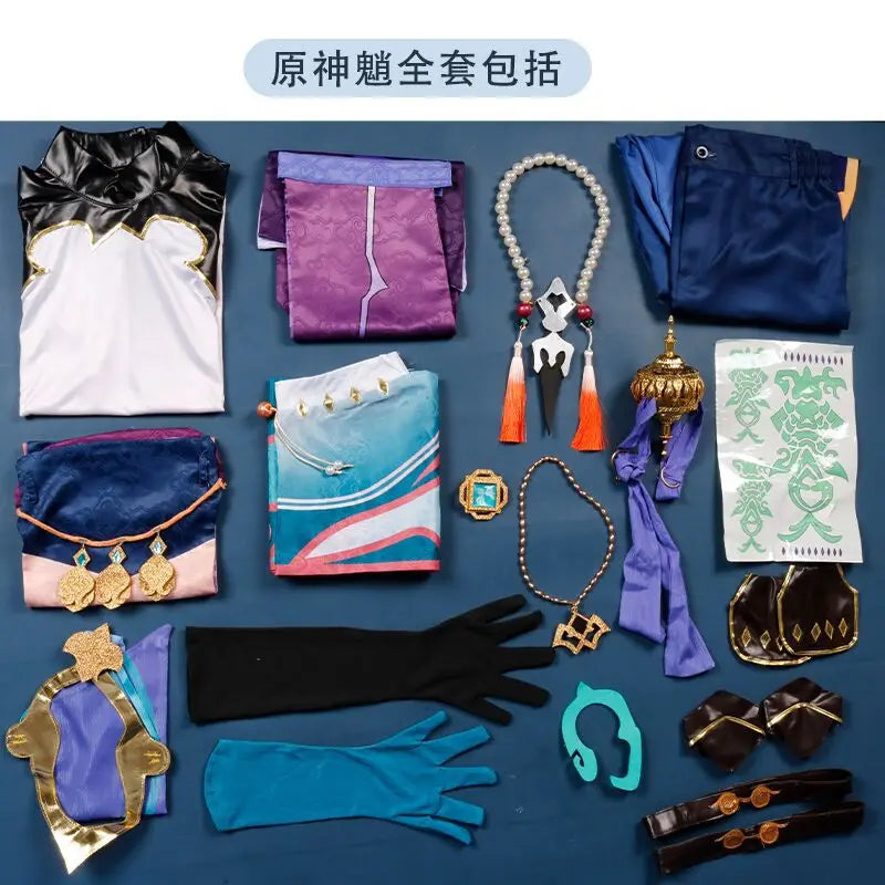 Xiao Cosplay Costume Cosplay Anime Xiao Full Set Xiao Wig Mask Tattoo Sticker for Halloween Outfits