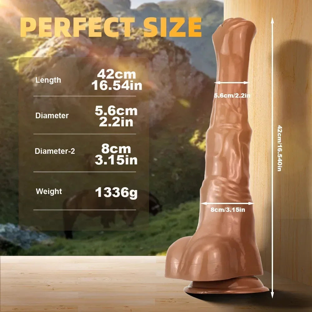 Horse Dildo Huge 2.2inch Diameter Realistic Huge Dildo Long 16.5inch Large Animal Dildos for Women Giant Horse Penis Sex Toys