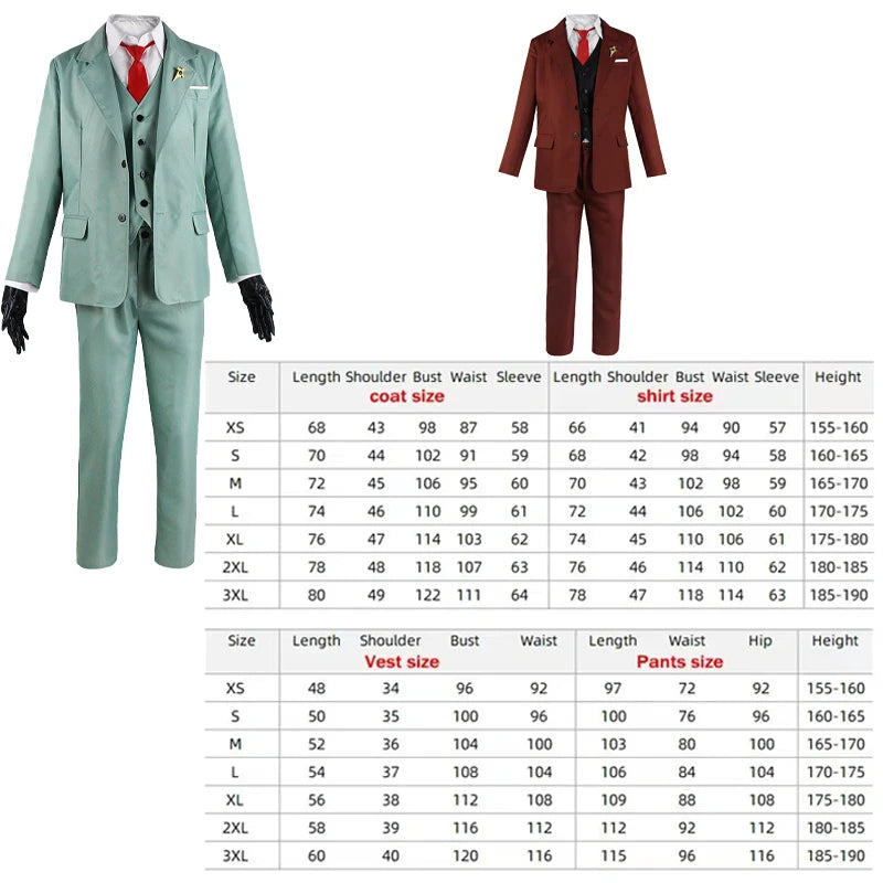Anime Spy X Family Cosplay Costume Yor Forger Sexy Dress Loid Forger Light Green Suit Anya Kawaii Outfit Carnival Party Wig COS