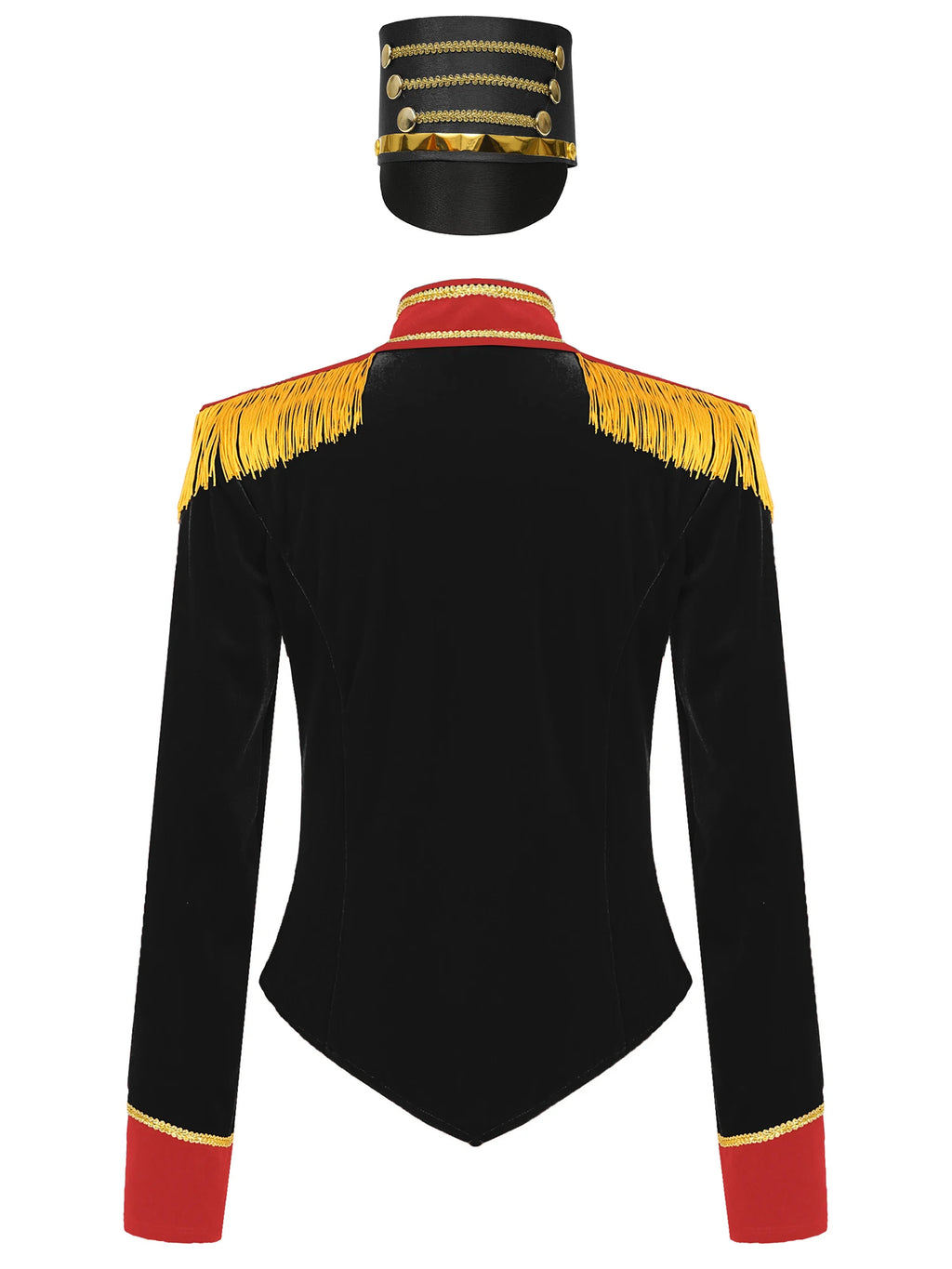 Womens Marching Band Drummer Costume Long Sleeve Circus Ringmaster Jacket Nutcrackers-hat Honor Guard Uniform Drum Major Outfits