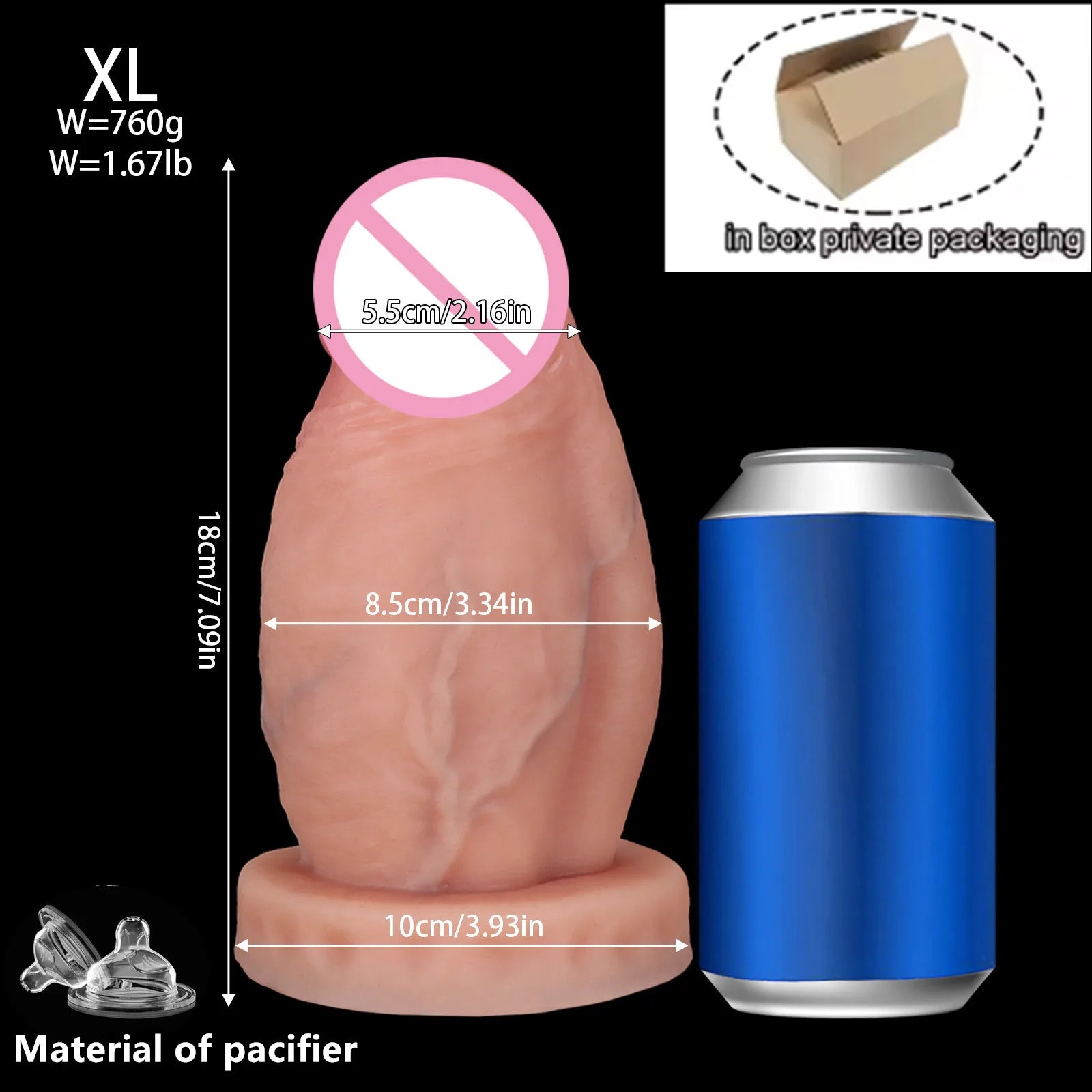 New 4.1'' Diameter Huge Thick Anal Dildo, 8.6 Inch Huge Silicone Girth Dildo Butt Plugs with Strong Suction Cup & No Balls성인용