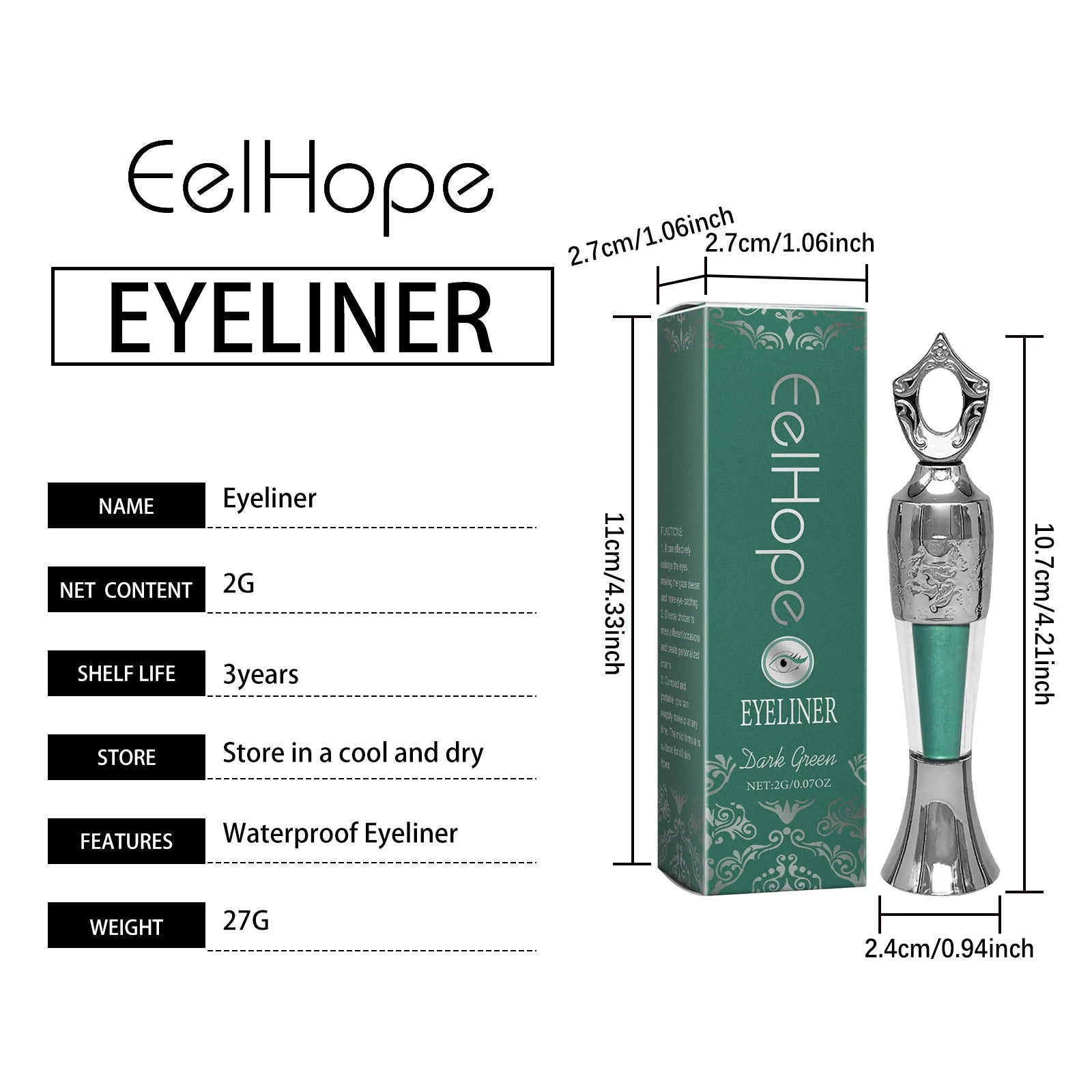 Black Color Liquid Eyeliner Pencil Long-Lasting Natural Smooth Durable Non-Fading Beauty Make-Up Tool Cosmetics Eye Shadow Stick