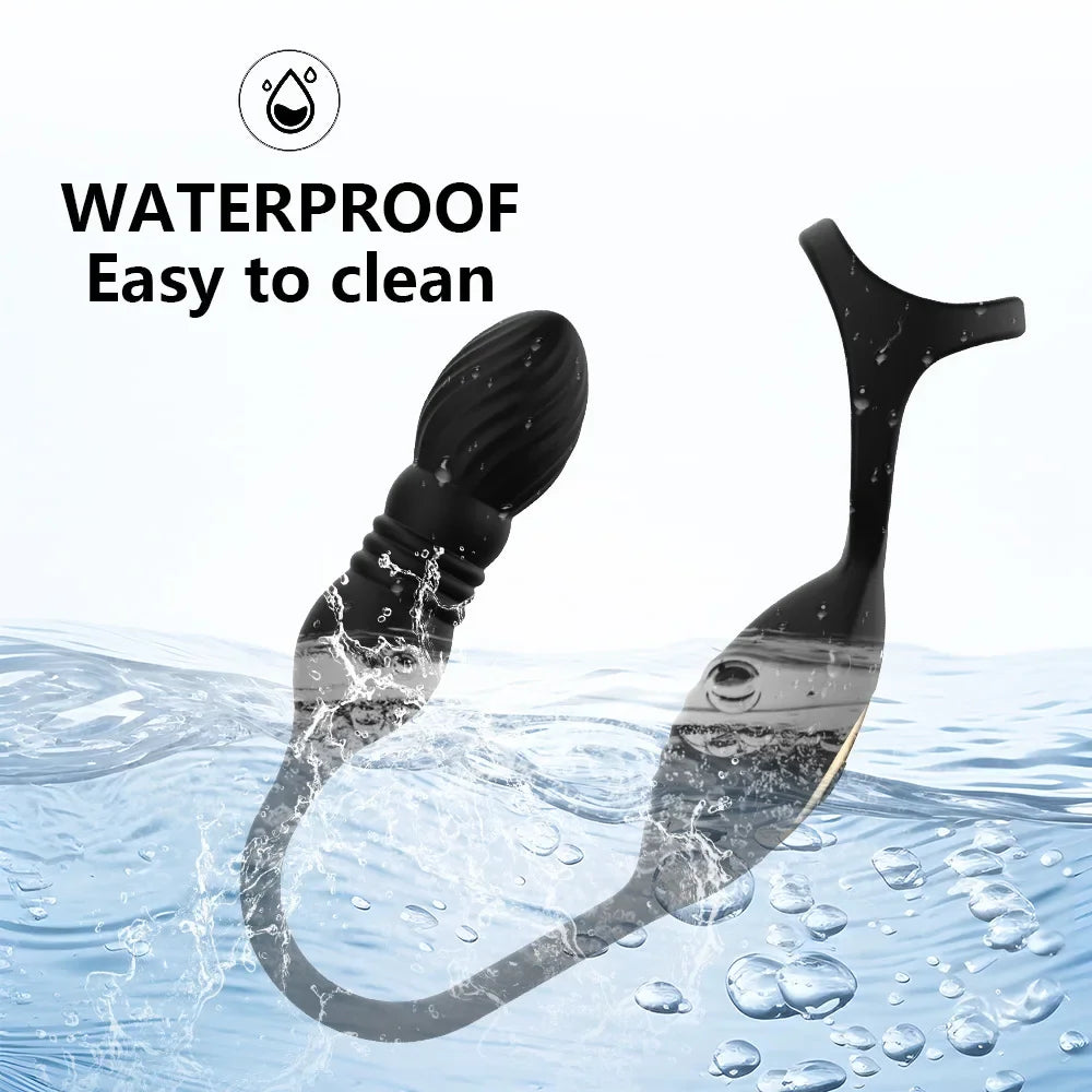Retractable Back Court Anal Plug  Plugs Are Wave Pleasure Men's Court Bellos Wireless Remote Control Three Ring Locking Silicone