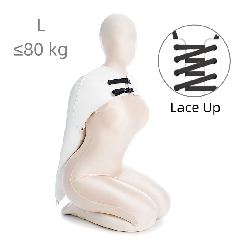 Erotic Restraint Lingerie Set with Unisex Upper Body Bondage Harness Single Glove Hood Mask for Couple BDSM Play Costume