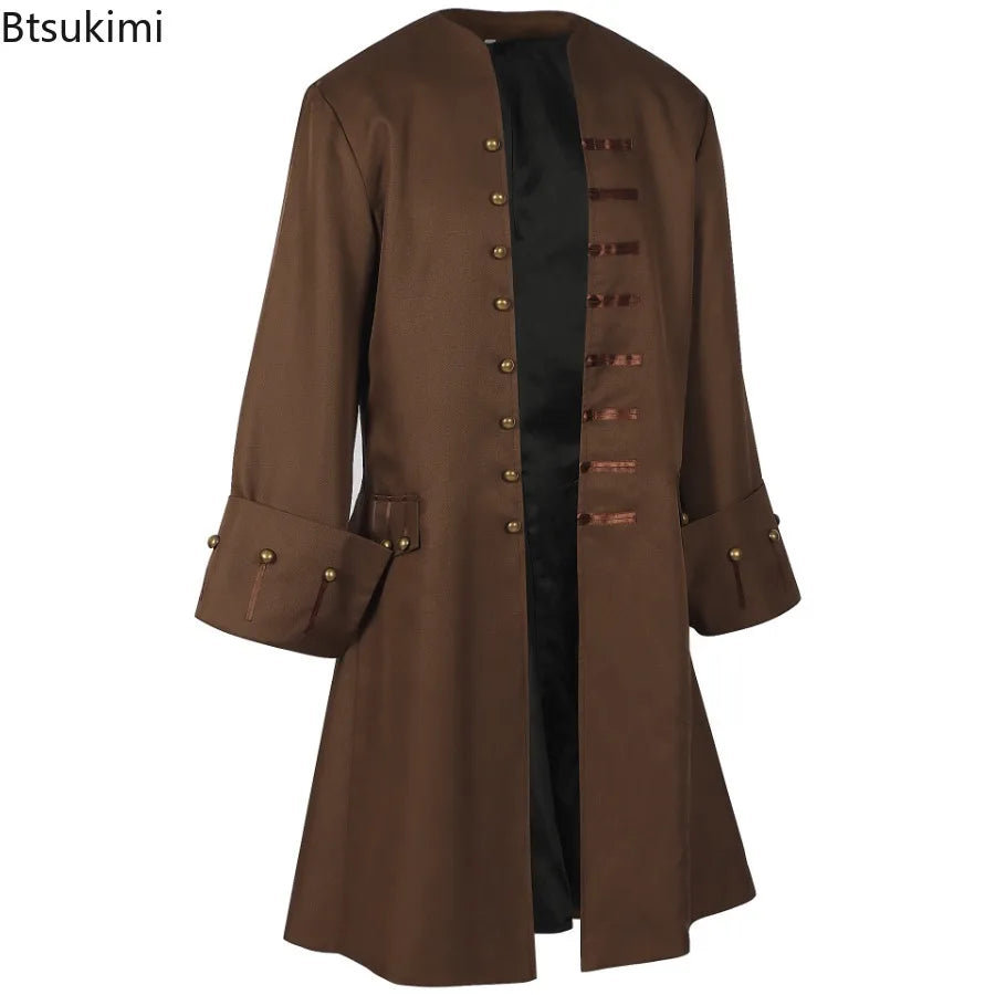 Halloween Caribbean Pirate Jacket Renaissance Overcoat Medieval Jacketcoats Pirate Captain Costume Stage Role-playing Costume