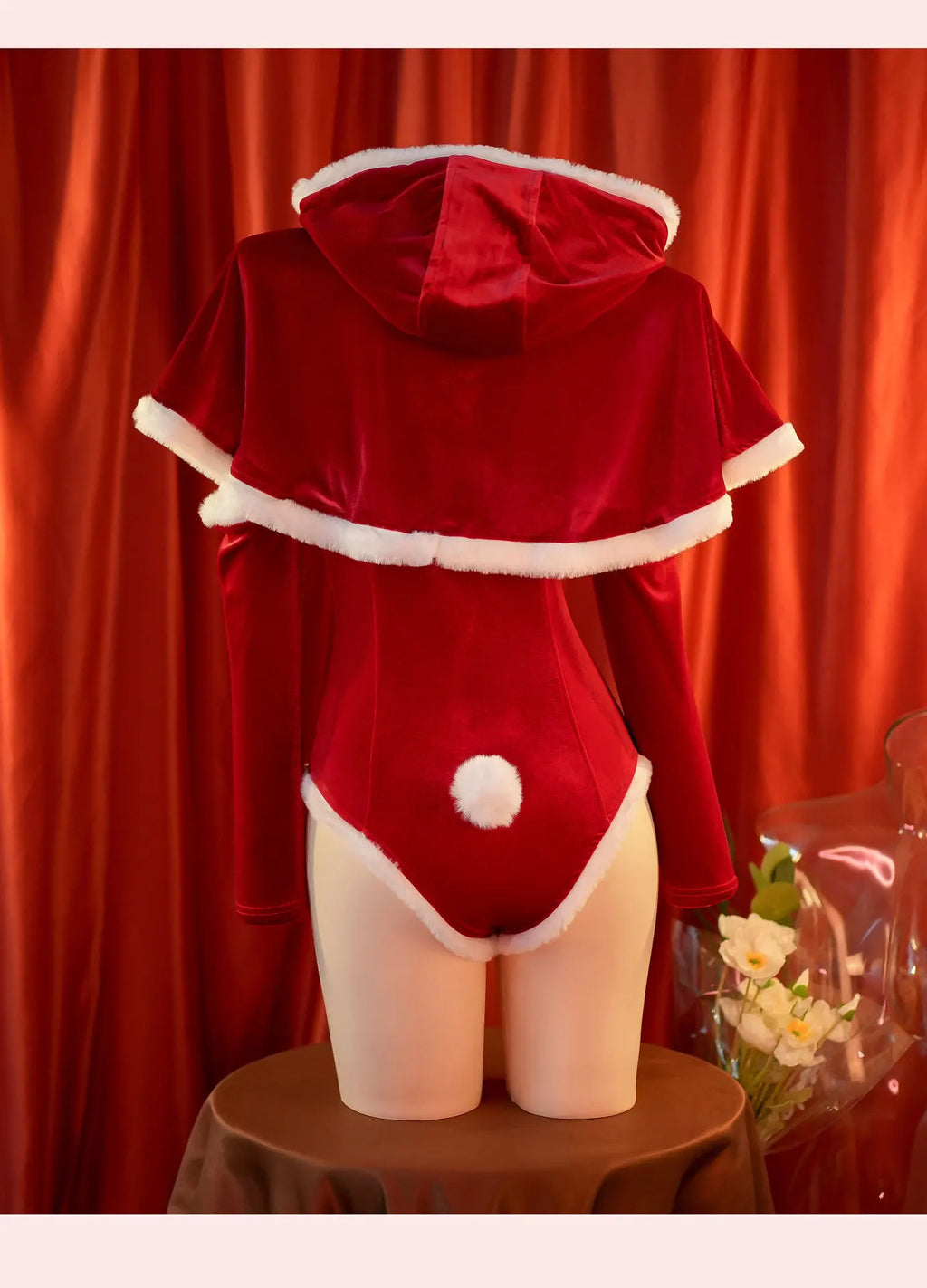 Anime Christmas Uniform Bodysuit with Cloak Red Stockings Outfits Cosplay Costumes New Year Plush Nightgown Underwear Outfits
