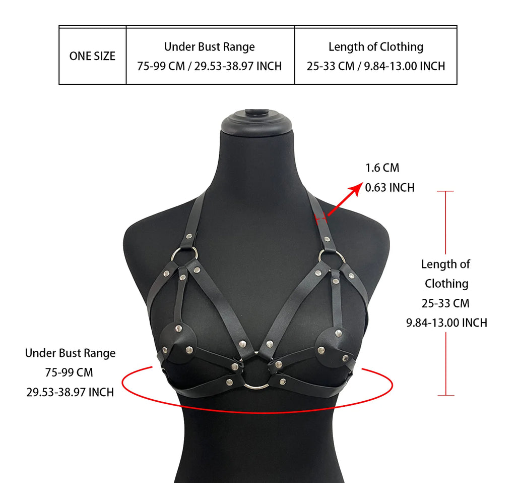 Women Sexy Bra Harness Leather Lingerie Bondage BDSM Gothic Fetish Clothing Erotic Lingerie Suspenders Bodysuit Chest Harness