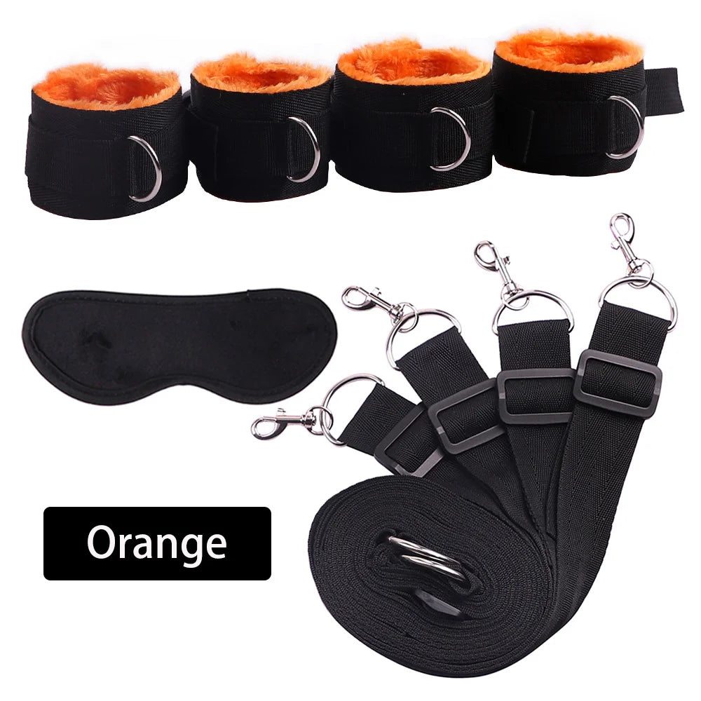 Sex Toys For Woman Couples Games Wrists&Ankle Cuffs Adult Bondage Restraint HandCuffs Bed Erotic Bdsm Set Fetish Restraint Strap