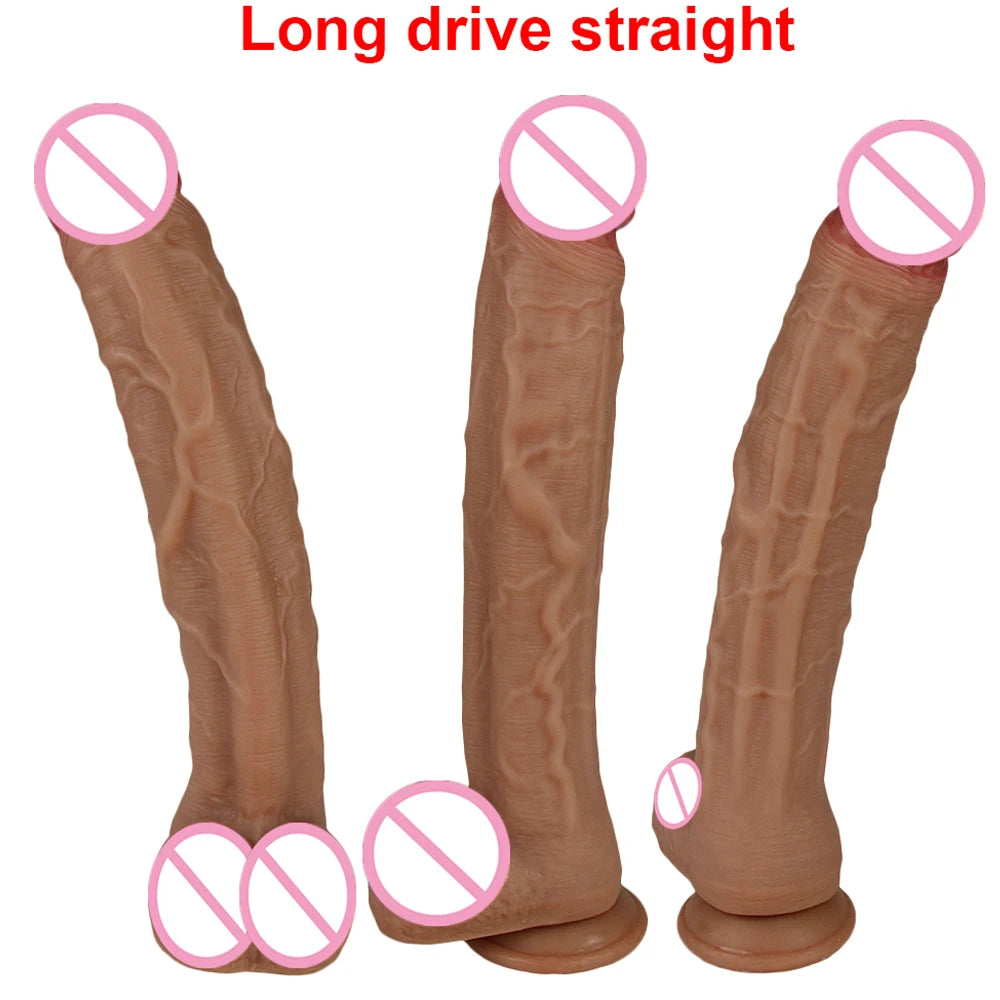 Super Long Realistic Dildo Soft Big Penis Silicone No Vibrators Lesbian Strapon Vagin Anal Sting Sex Toys For Womans Maturbators