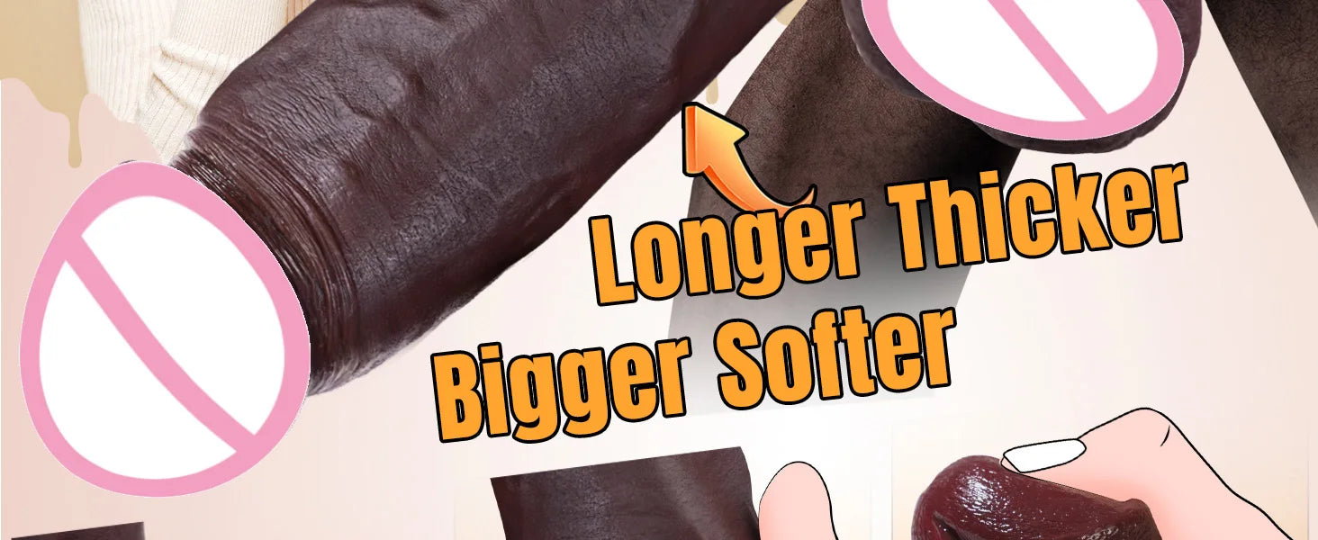 Simulated large black dildo sex toy, skin like huge thick dildo, with realistic silicone dildo with suction cups