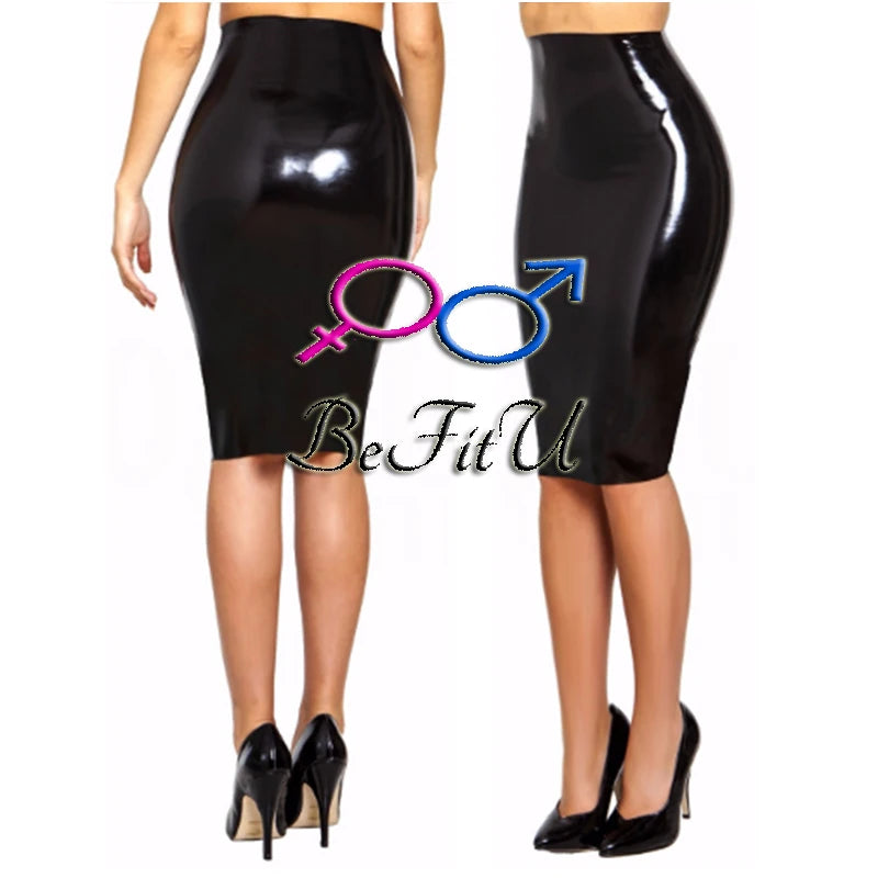 Latex Skirt  Seamless Dress sexy Women Pareos Fetish Apparel under  to the knees cosplay