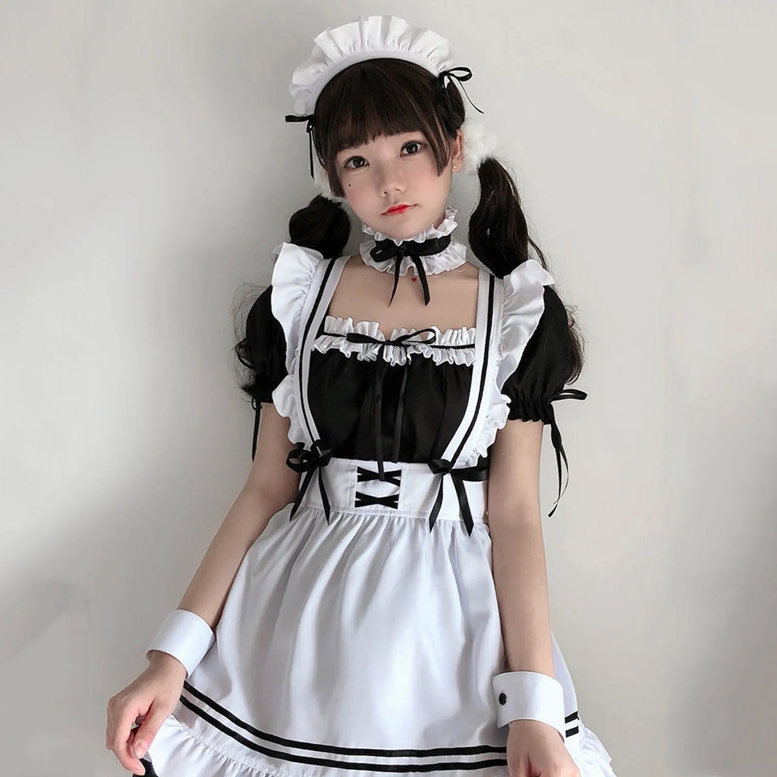 Black Pink Lolita Maid Costumes Cute Girls Women Lovely Maid Cosplay Costume Animation Show Japanese Outfit Dress Clothes S-5XL