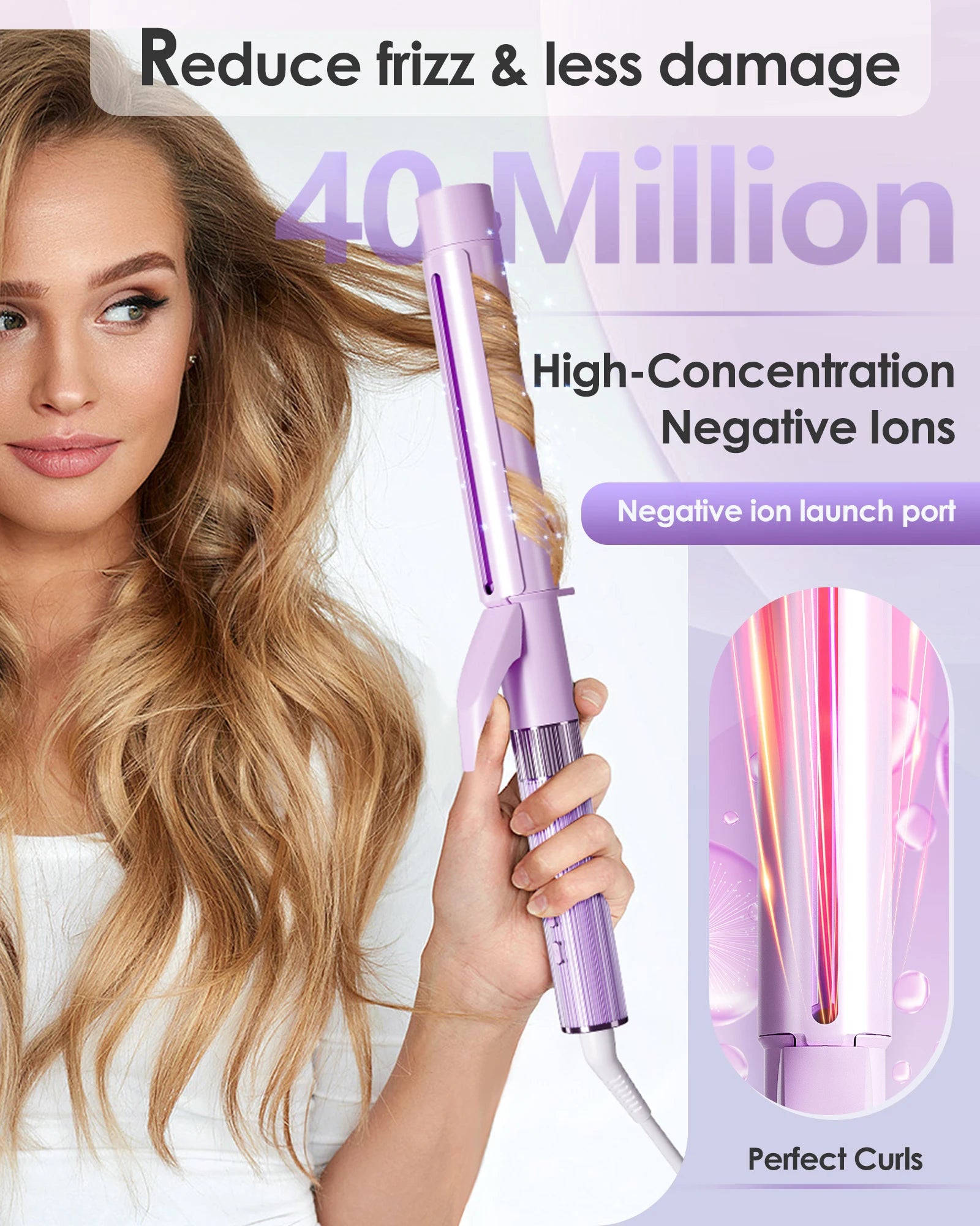 1.2&1.4 Inch Curling Wand, Professional Curling Iron, Negative Ions Hair Curler, Large Barrel Curling Iron