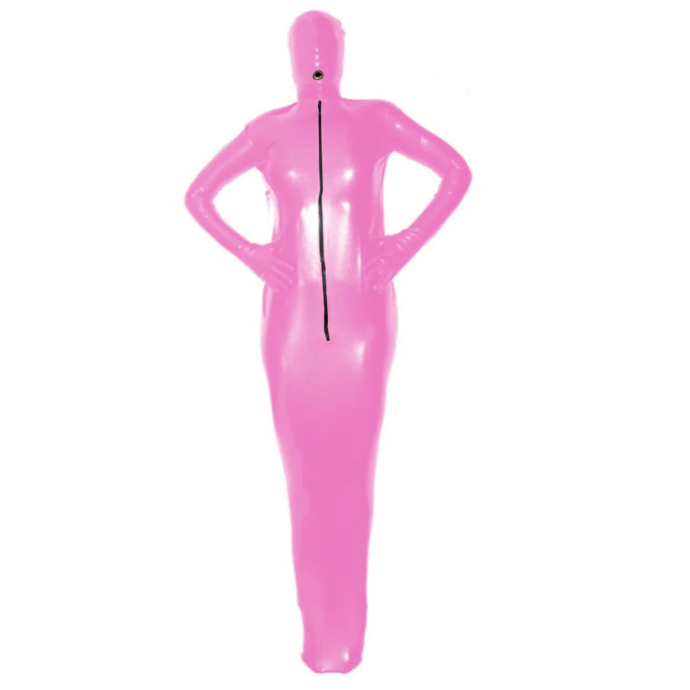 Fetish Latex Bondage Costume,Sissy Full Body Cover Catsuit,Shiny PVC,Front Zipper Bodysuit, Role Play, Erotic Outfit,Long Sleeve