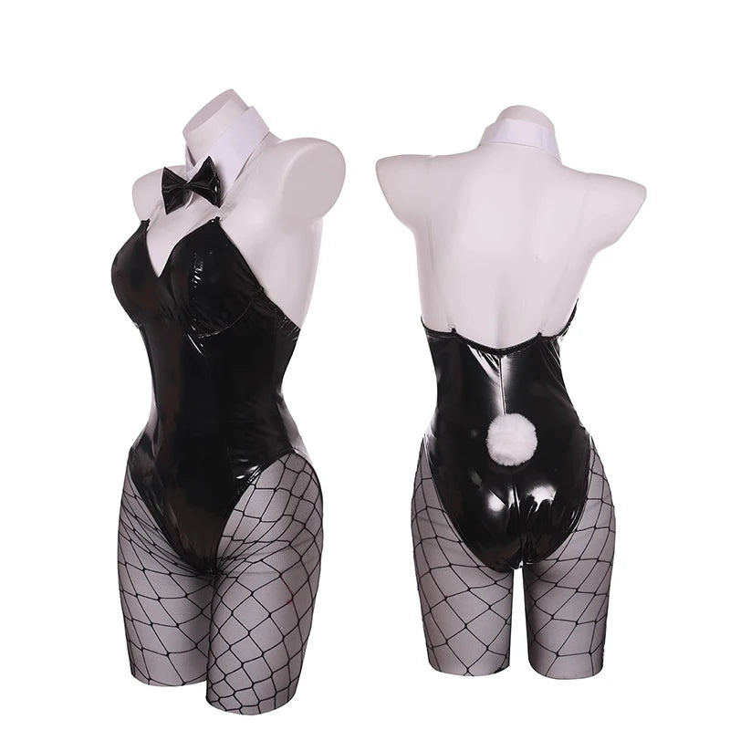 ROLECOS Game Red Black Bunny Suit Women Elastic Leather Fabric Sexy Cosplay Suit Halloween Christmas Jumpsuits