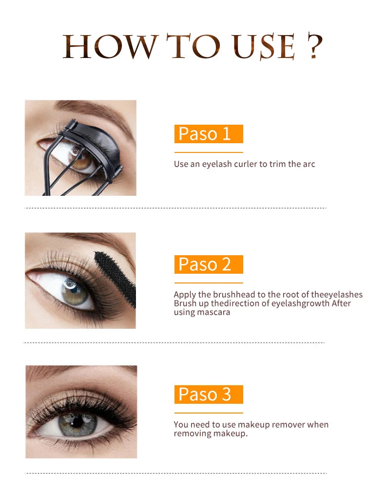 QIC Fashion Diamond 4D Mascara Waterproof Eye Make-up Cosmetics Peanut Silicone Brush Lengthening Curl Lashes Fast Dry