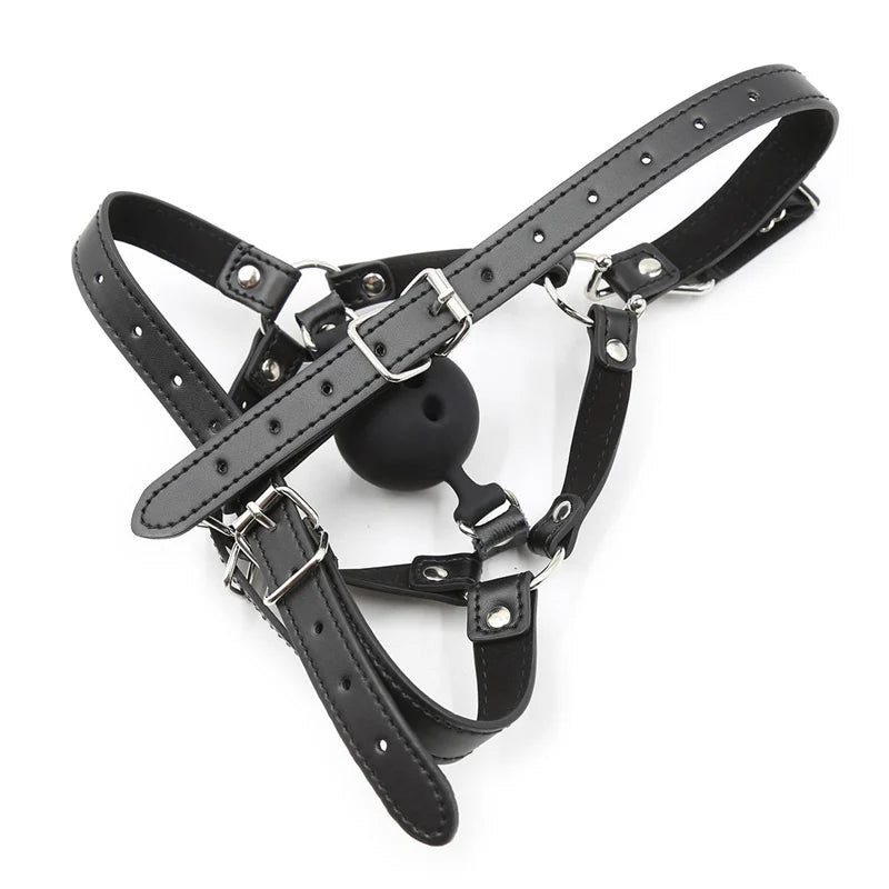 Adult Erotic Games Gag Ball BDSM Bondage Restraints Nose & Mouth Hook Spreader Leather Head Harness Sex Toys For Women Couples