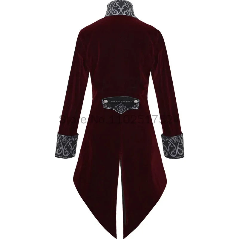 2025 Steampunk Women Men Medieval Dress costume Velet Stand Collar Tailcoat Gothic Vampire Cosplay Jacket Coats S-5XL