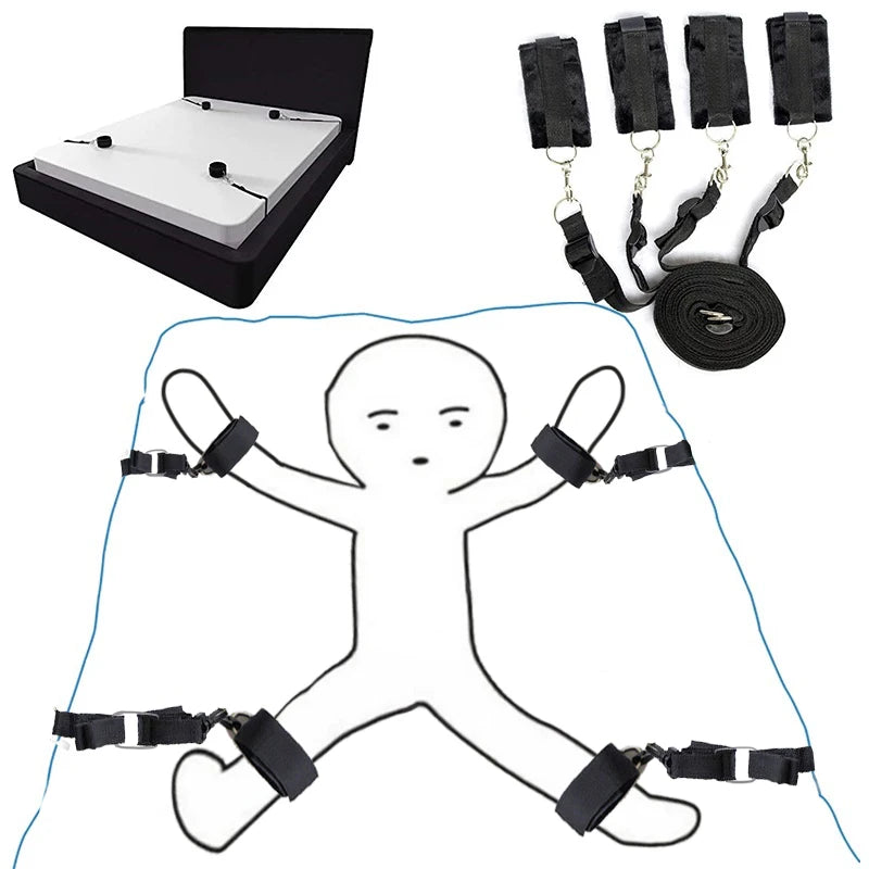 Adult Sex Toys For Woman Couples Handcuffs Bdsm Bondage Set Under Bed Restraints Rope Strap Adult Game Goods SM Porn Accessories