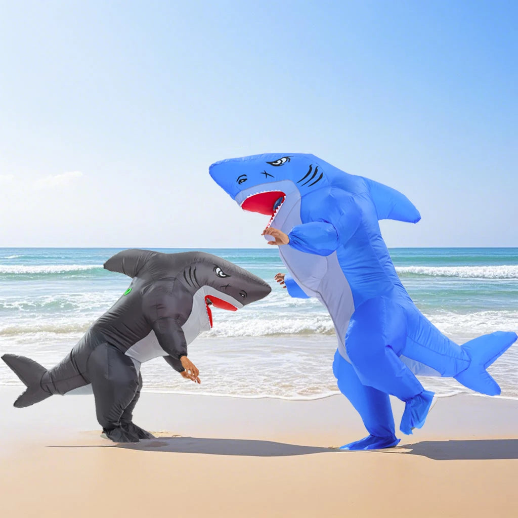 Inflatable Muscle Shark Costume Mascot Halloween Cosplay Costume for Adult Carnival Funny Suit Events Air Blow-up Outfit