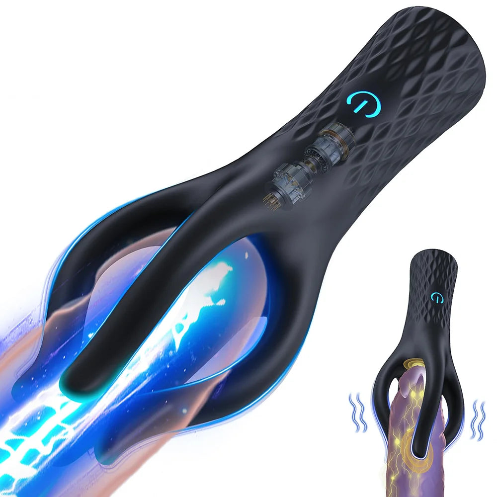 Male Penis Vibrator Sex Toys,4 Tentacles 360° Wrapping Glans Trainer,Fingertip Endurance Delay Exerciser,Masturbator Erotic Toys