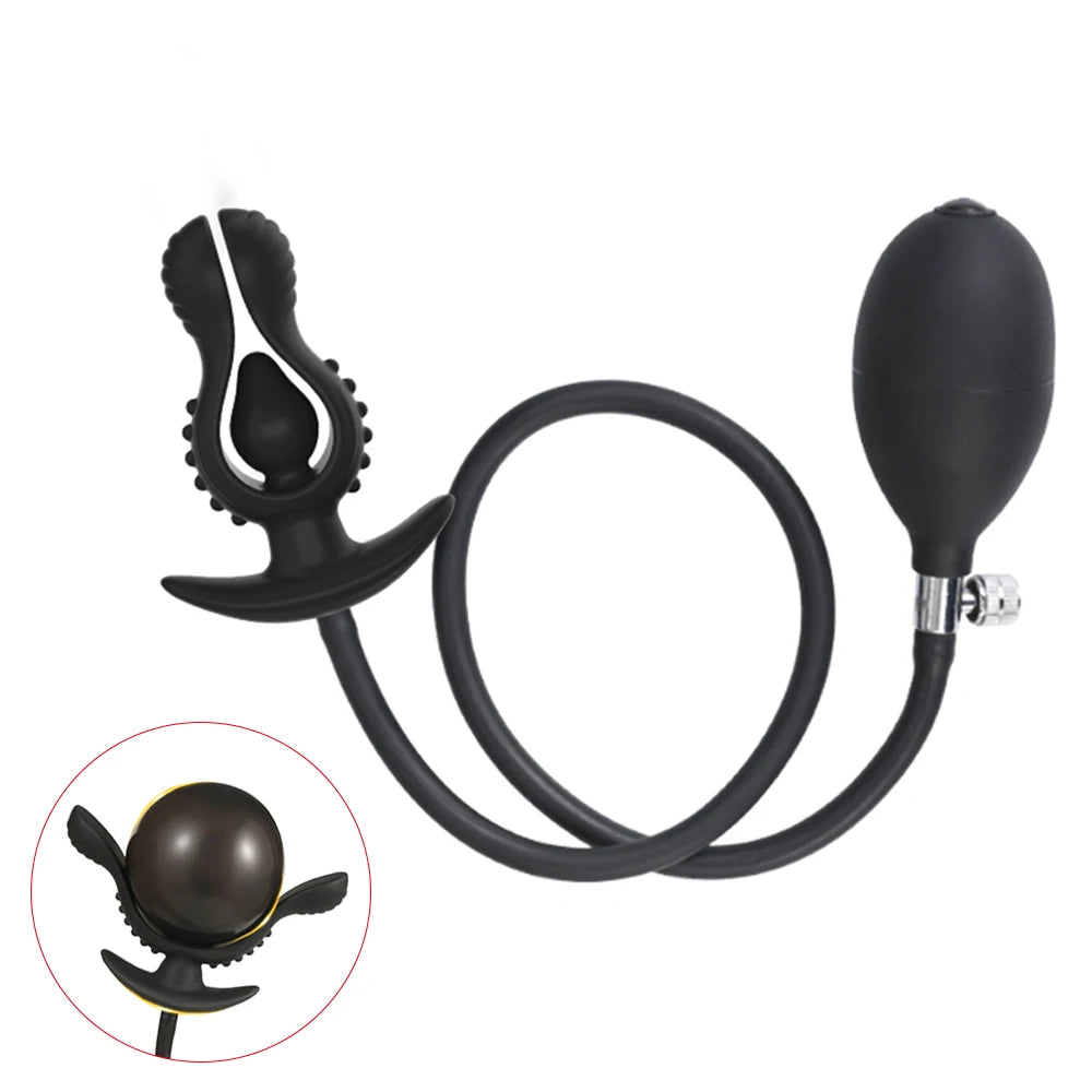 Flower Bud Inflatable Anal Plug for Adults Expandable Big Buttplug Anus Dilator Prostate Massager Adults Sex Toy for Men & Women