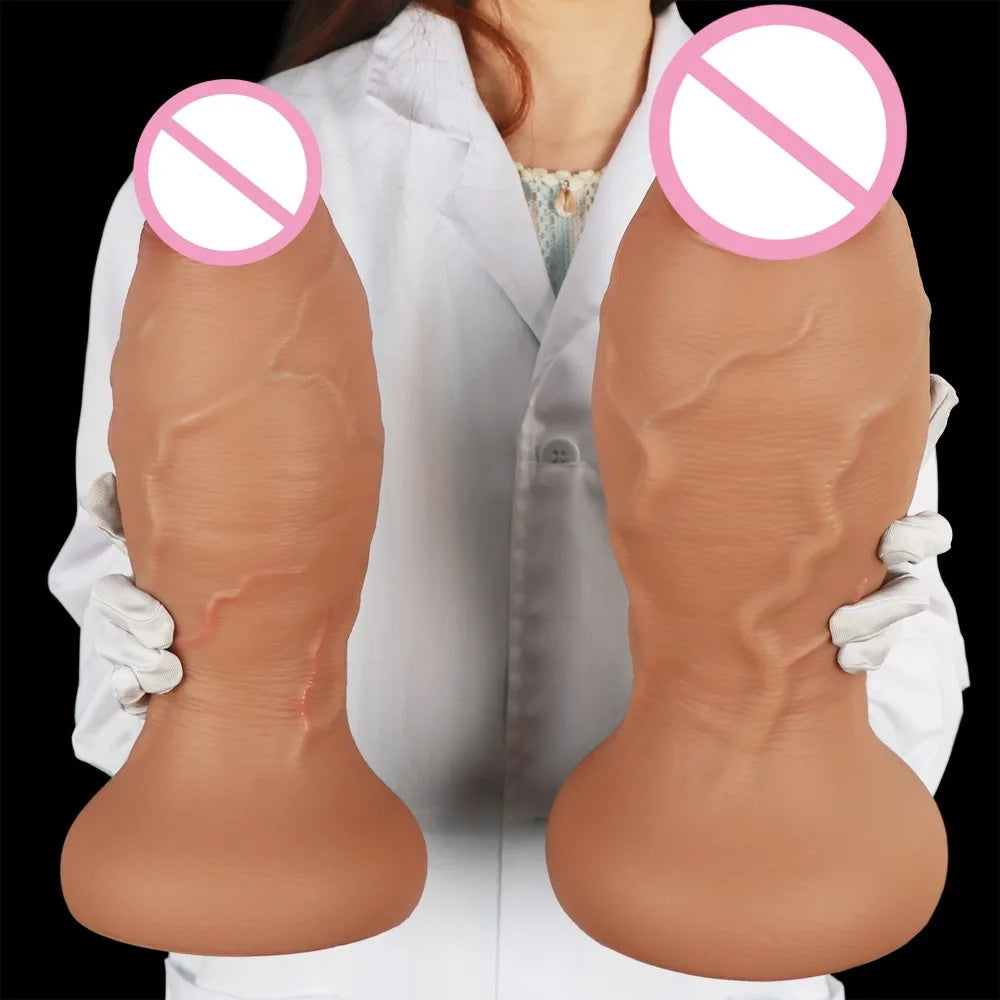 XXL Giant Realistic Dildo Anal Plug 13.2CM Super Thick Soft Silicone Huge Butt Plug Anal Dilator with Suction Cup Adult Sex Toys