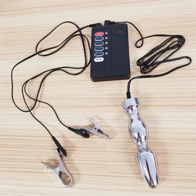Metal Anal Beads Butt Plug Electric Shock Nipples Clips Vagina Stimulation Massage Adult Sex Toys for Women Men Gay Masturbation