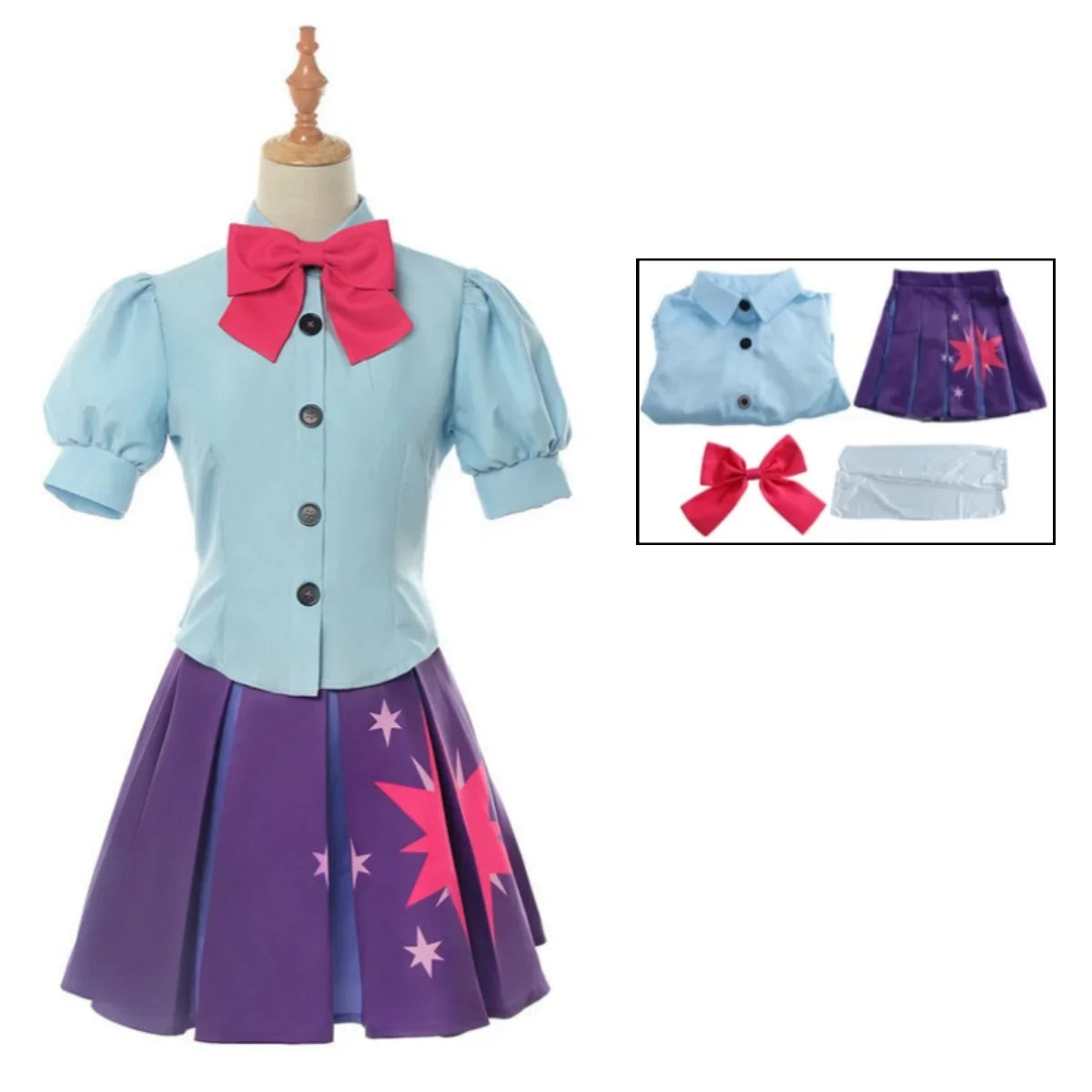 Twilight Sparkle Costume Human Dress Cosplay Costume Sailor Shirt Short Dress Halloween Carnival Party Uniform Set