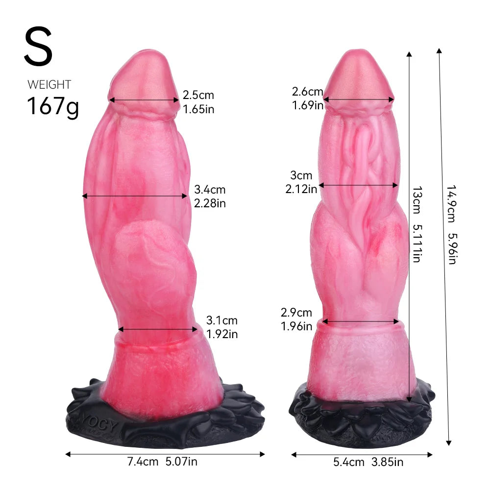 FAAK Luminous Dragon Dildo With Suction Cup Knot Dog Penis Size S M L Female Masturbator Glowing In Dark Silicone Sex Toys