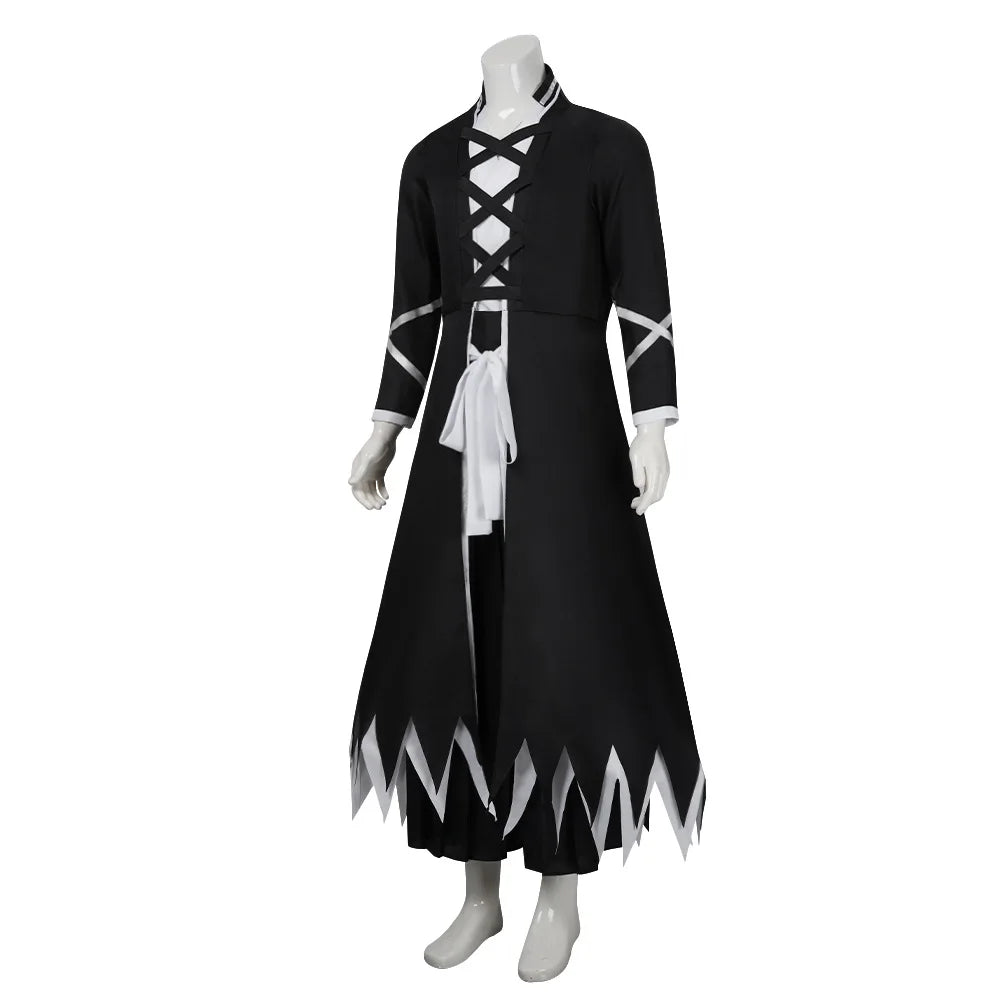 Anime BLEACH Kurosaki Ichigo Cosplay Costume Japanese Manga Cosplay Black and White Outfit Halloween Role Play Uniform for Men