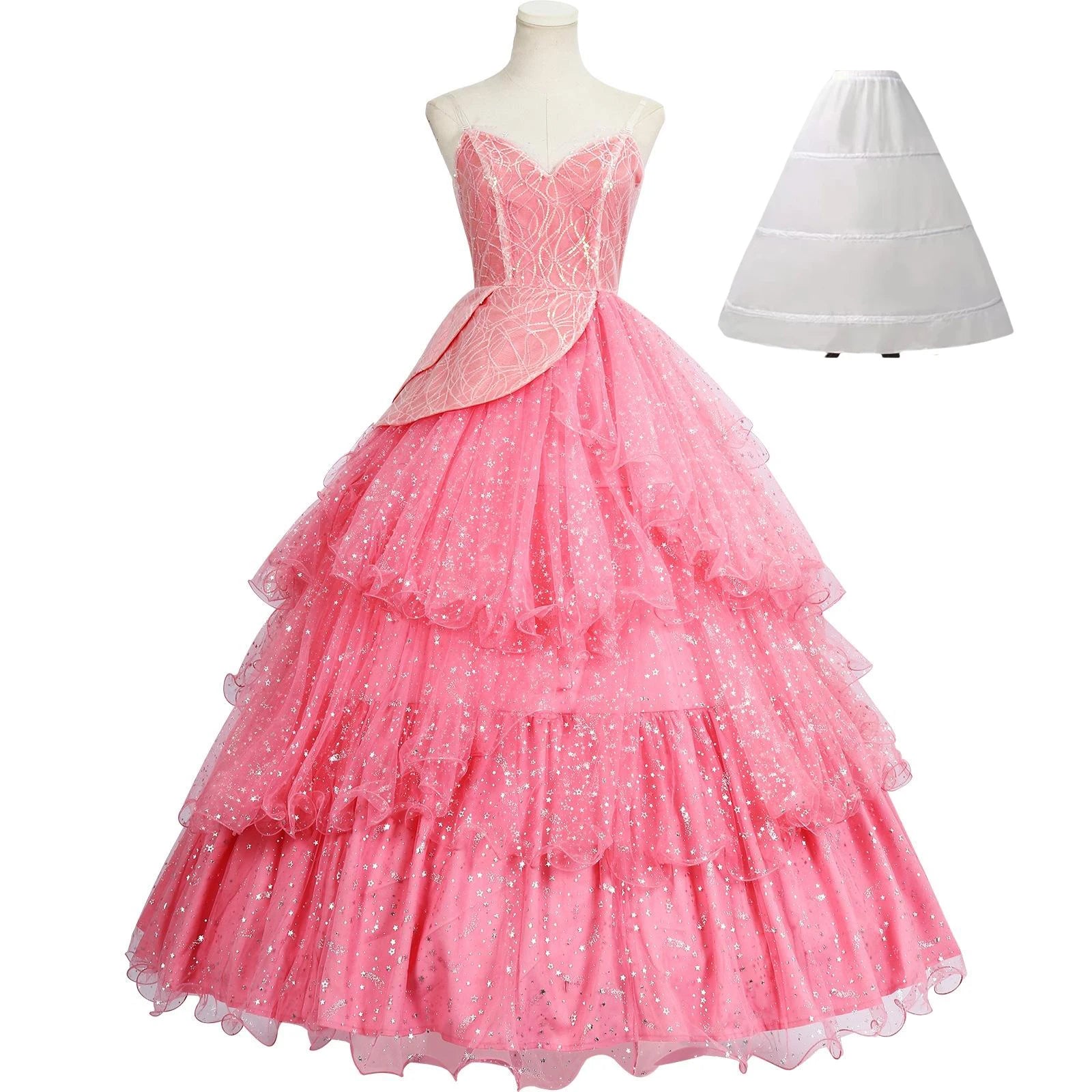 IN STOCK Glinda Wicked Cosplay Costume Disguise for Adult Women Pink Dress Roleplay  Fantasy Outfit Halloween Carnival Suit