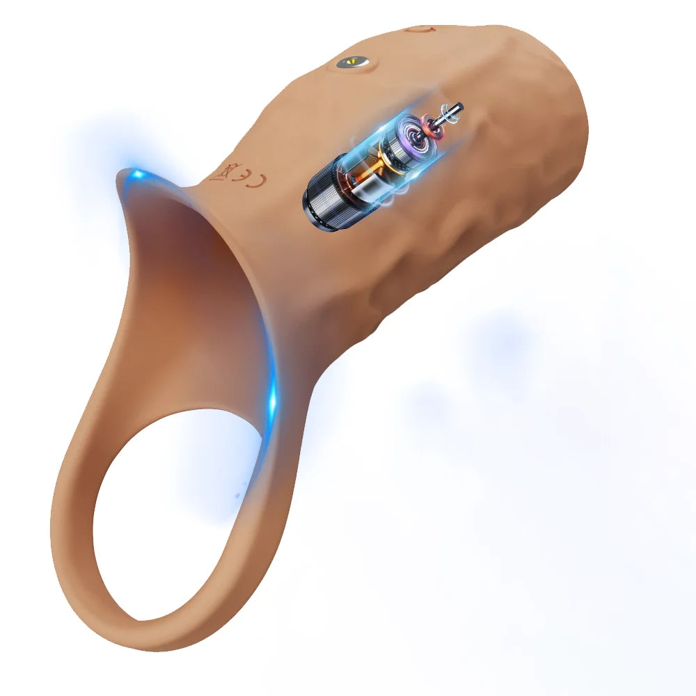 Vibrator Penis Sleeve Cock Ring Ejaculation Extender for Penis Testicles G Spot Stimulation Couples Adult Sex Toys for Men Women