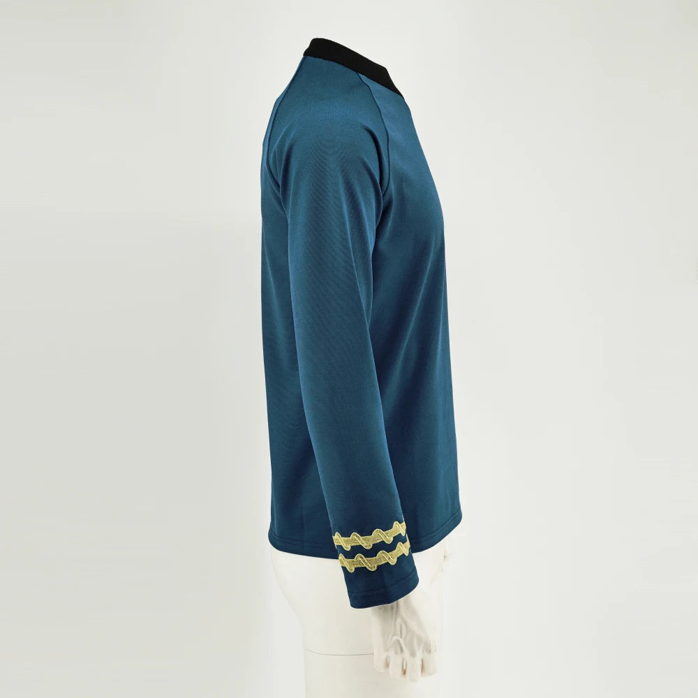 Cosplay TOS Captain Kirk Gold Shirts Spock Blue Uniforms Red Starfleet Tops for Men's Coat Halloween Party Prop