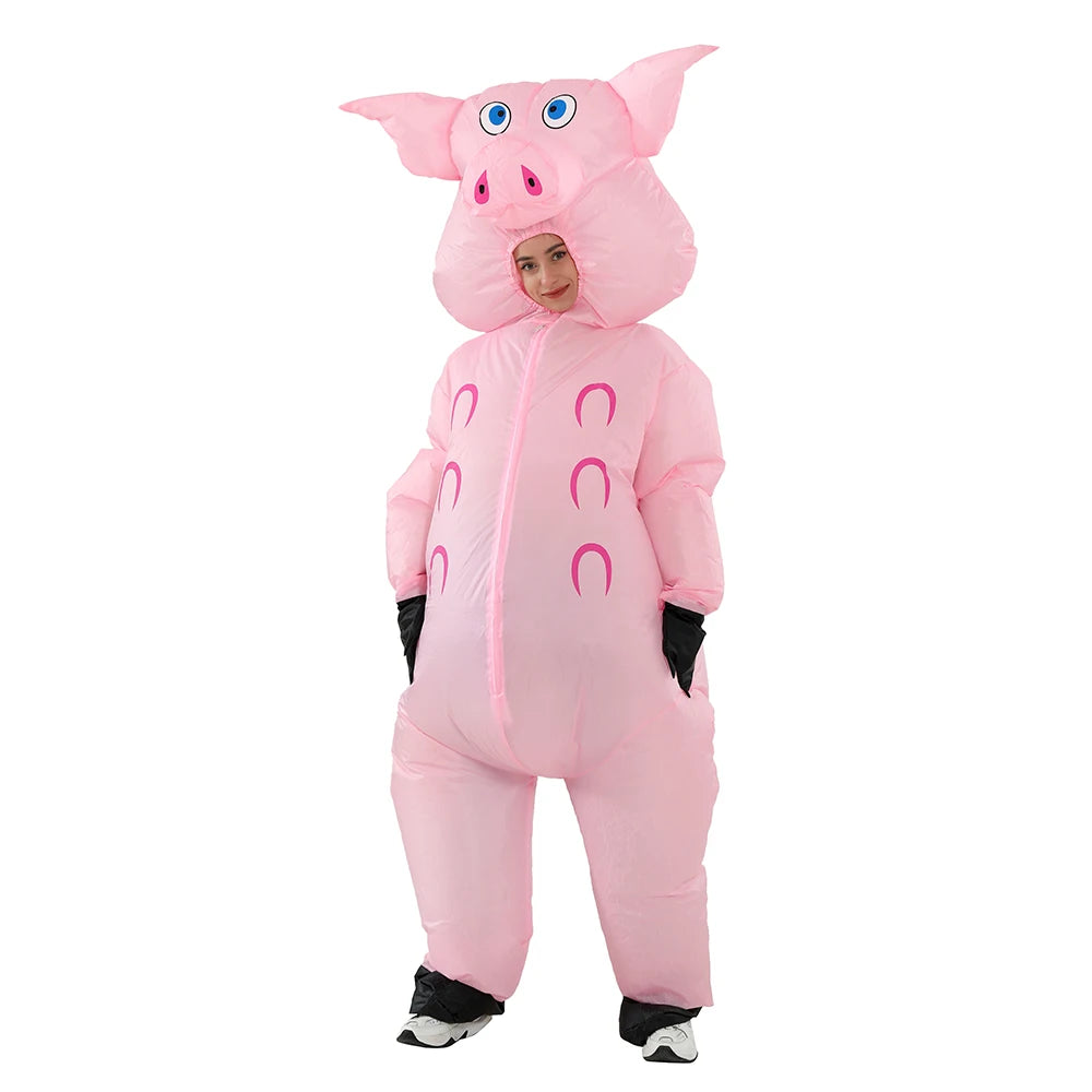 Adult Mascot Pink Pig Inflatable Costumes Halloween Cosplay Costumes for Man Woman Animal Party Role Play Disfraz