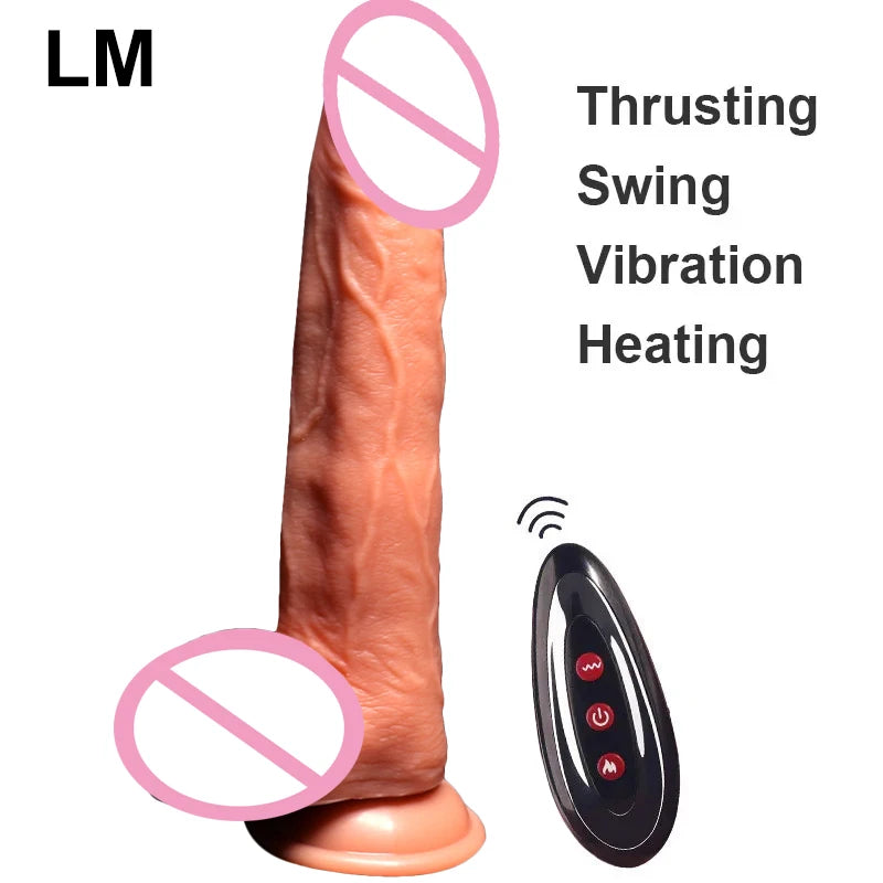 Telescopic Thrusting Heating Dildo Vibrator G-spot Massage Swing Huge Realistic Penis Vibrator Sex Toys for Women Sex Products