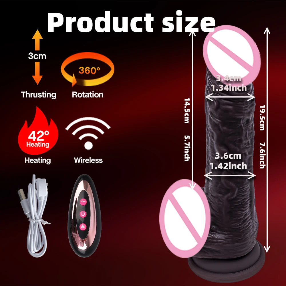 Realistic Dildo Telescopic Vibrator Man Dick Thrusting Vibrating Big Penis Cock Rotating Sex Toy For Women Realistic Penis Dildo