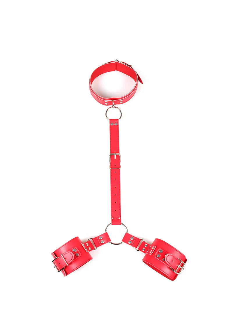Kinky BDSM Bondage Neck To Wrist Restraints Erotic Collar Handcuffs Bondage Kit Slave Role Play Fetish Sex Toys For Couples