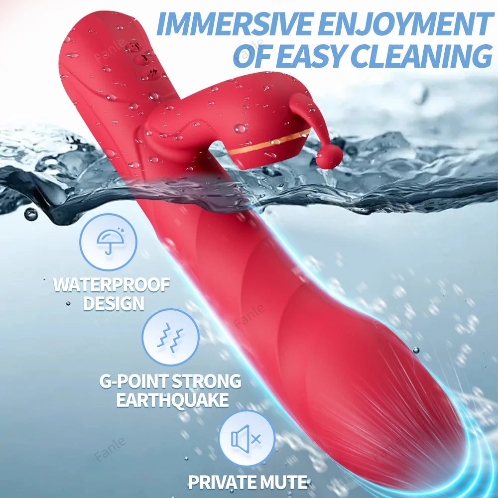 5 In 1 Telescopic Rotating Heated Dildo Vibrators G Spot Thrusting Machine Clitoral Stimulator Sucking Adult Sex Toys for Women