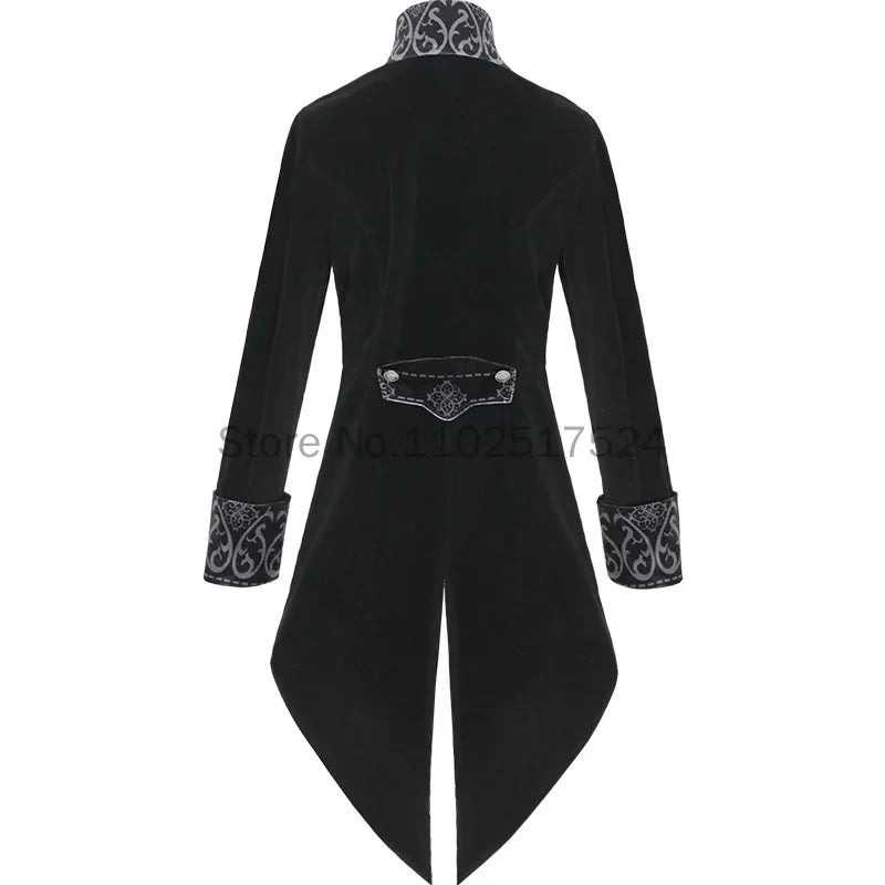 2025 Steampunk Women Men Medieval Dress costume Velet Stand Collar Tailcoat Gothic Vampire Cosplay Jacket Coats S-5XL