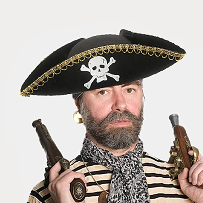 LED Pirate Hat Pirate Theme Holiday Cosplay Pirate Costume Decorations Glowing Captain Hat Colonial Tricorn Hat Woman Skull Hat